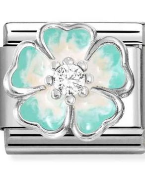 Charms NOMINATION Zielony pastelowy kwiatek Silver 925.jpg